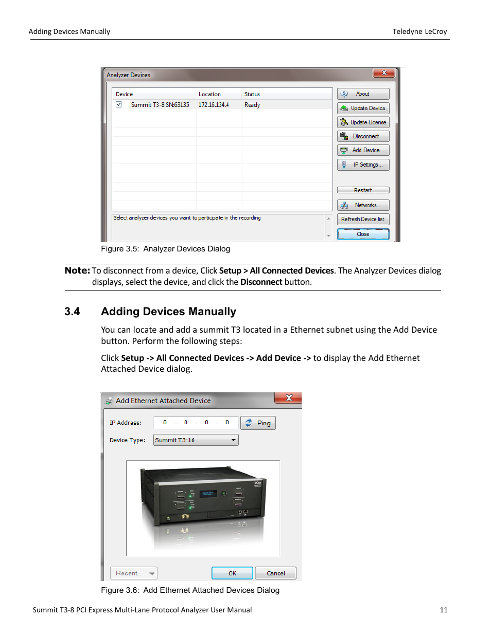 4 adding devices manually | Teledyne LeCroy Summit T3-8 PCIe Multi-lane Protocol Analyzer User Manual User Manual | Page 23 / 266
