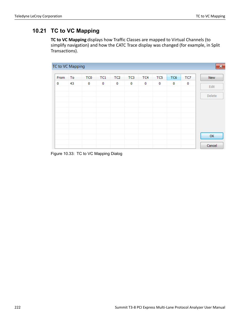 21 tc to vc mapping | Teledyne LeCroy Summit T3-8 PCIe Multi-lane Protocol Analyzer User Manual User Manual | Page 234 / 266