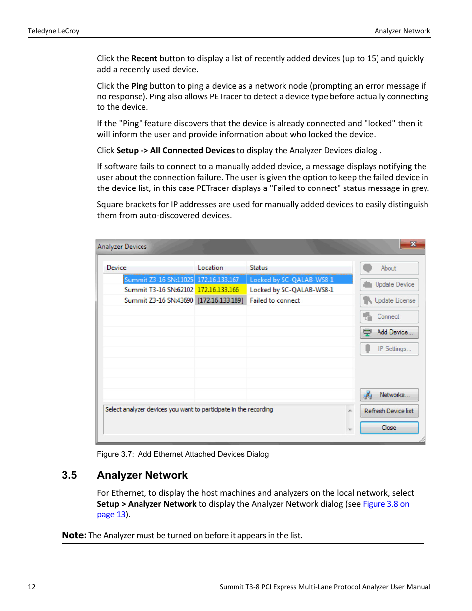 5 analyzer network | Teledyne LeCroy Summit T3-8 PCIe Multi-lane Protocol Analyzer User Manual User Manual | Page 24 / 266