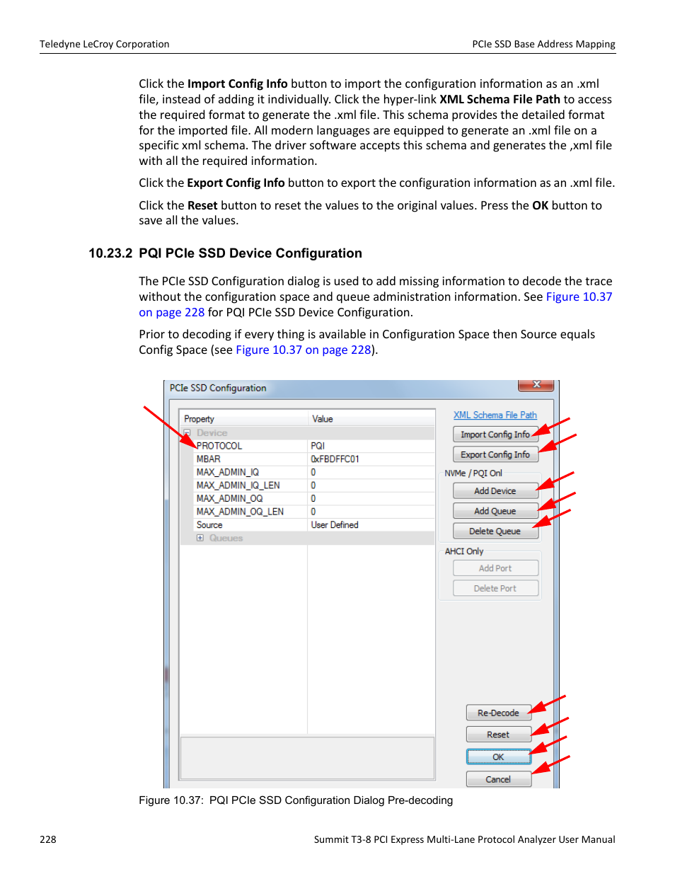 2 pqi pcie ssd device configuration | Teledyne LeCroy Summit T3-8 PCIe Multi-lane Protocol Analyzer User Manual User Manual | Page 240 / 266