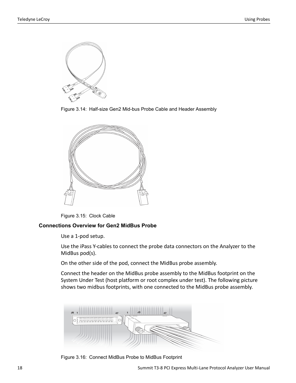 Connections overview for gen2 midbus probe | Teledyne LeCroy Summit T3-8 PCIe Multi-lane Protocol Analyzer User Manual User Manual | Page 30 / 266
