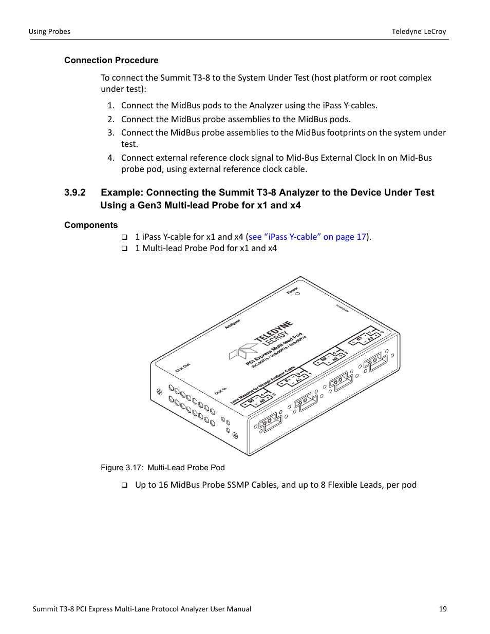 Connection procedure, Components | Teledyne LeCroy Summit T3-8 PCIe Multi-lane Protocol Analyzer User Manual User Manual | Page 31 / 266