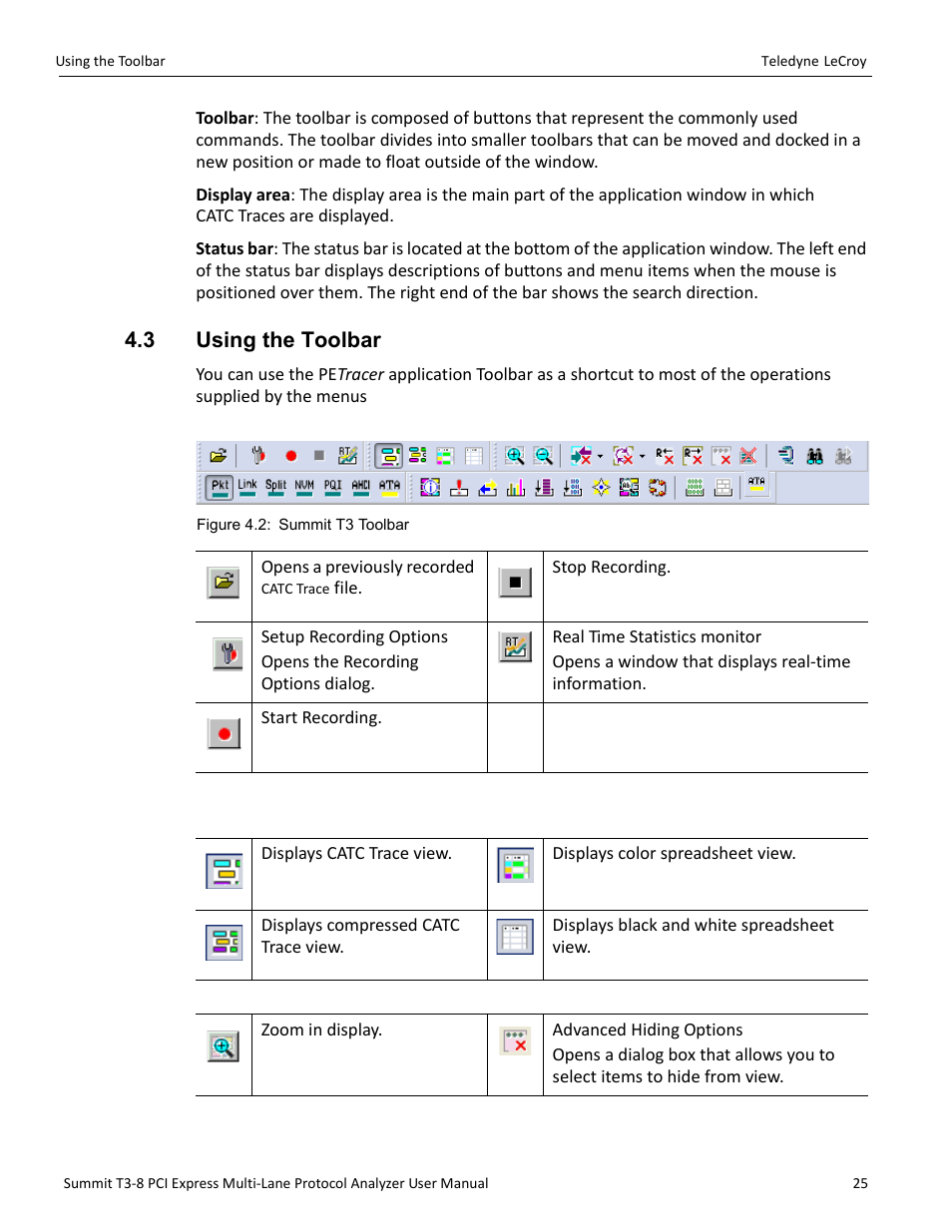 3 using the toolbar | Teledyne LeCroy Summit T3-8 PCIe Multi-lane Protocol Analyzer User Manual User Manual | Page 37 / 266