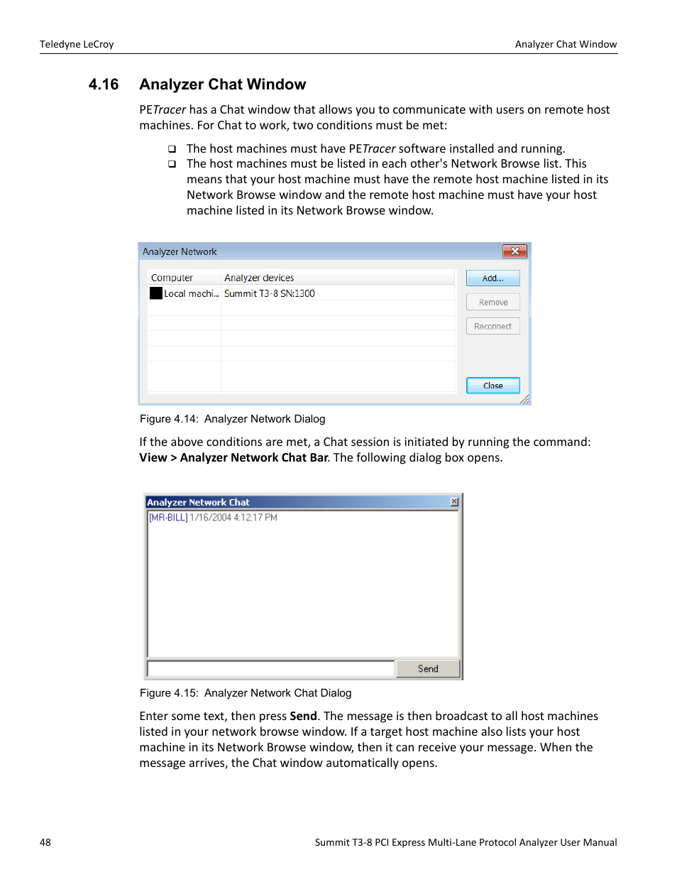 16 analyzer chat window | Teledyne LeCroy Summit T3-8 PCIe Multi-lane Protocol Analyzer User Manual User Manual | Page 60 / 266