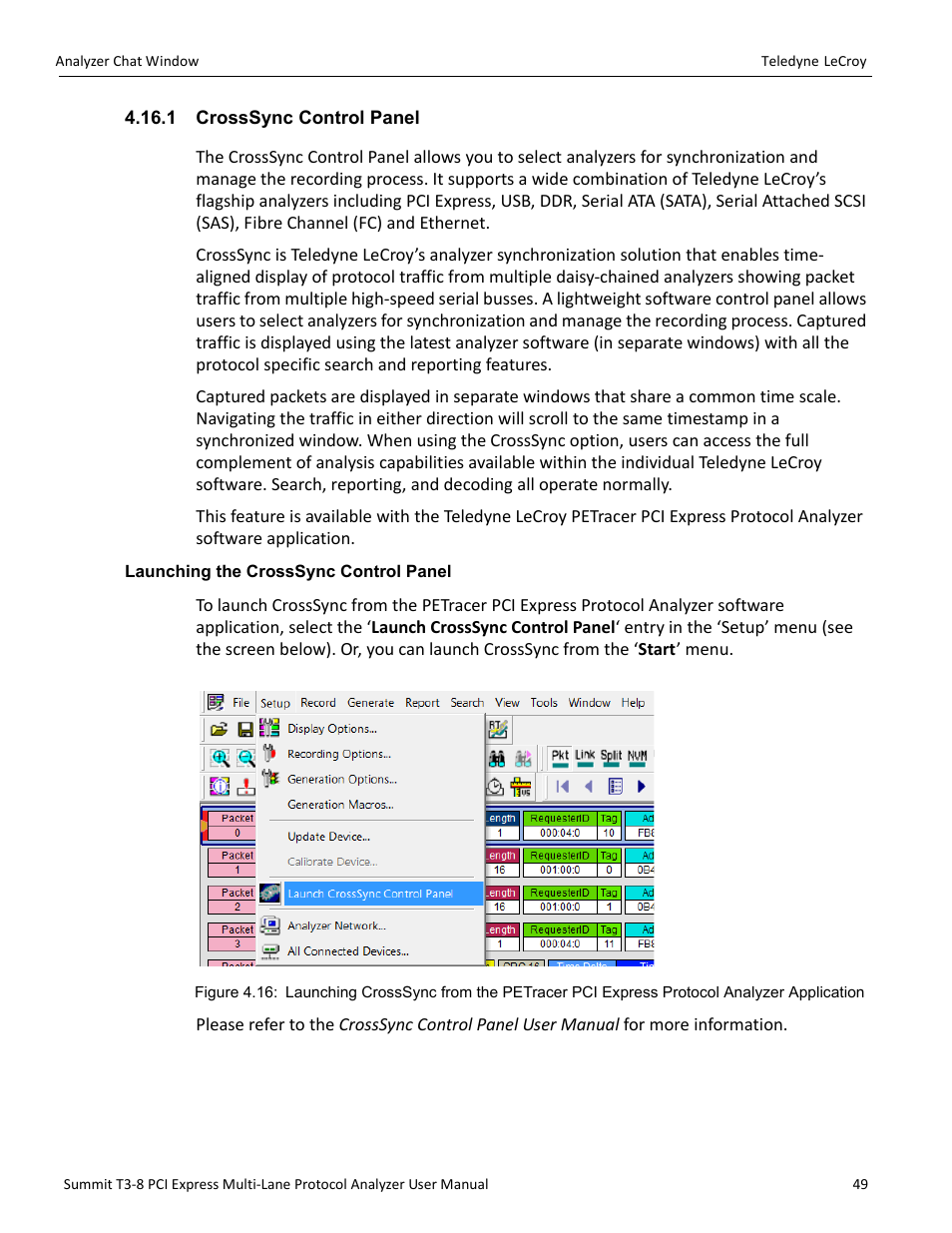 1 crosssync control panel, Launching the crosssync control panel | Teledyne LeCroy Summit T3-8 PCIe Multi-lane Protocol Analyzer User Manual User Manual | Page 61 / 266