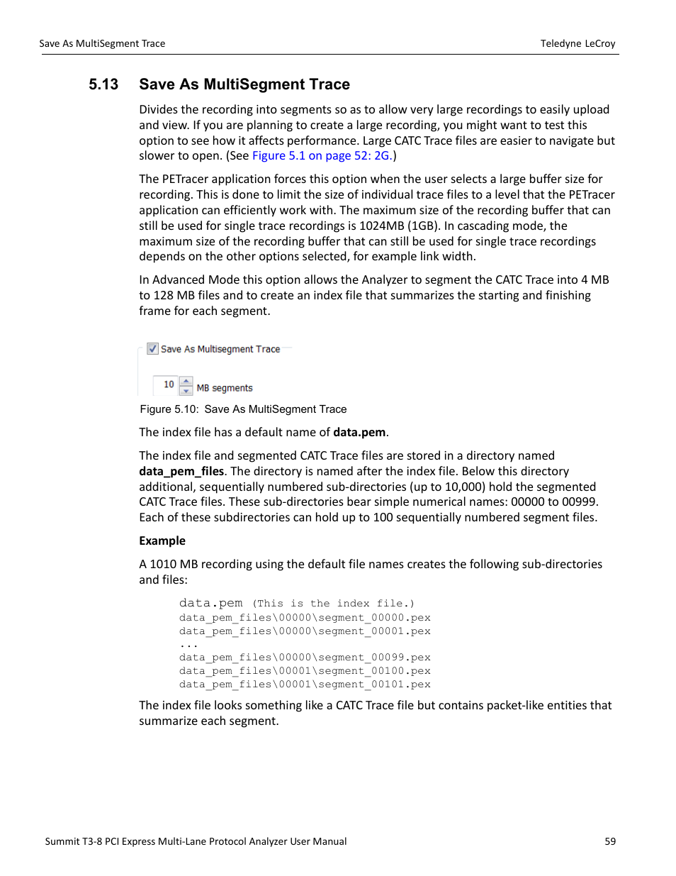 13 save as multisegment trace | Teledyne LeCroy Summit T3-8 PCIe Multi-lane Protocol Analyzer User Manual User Manual | Page 71 / 266