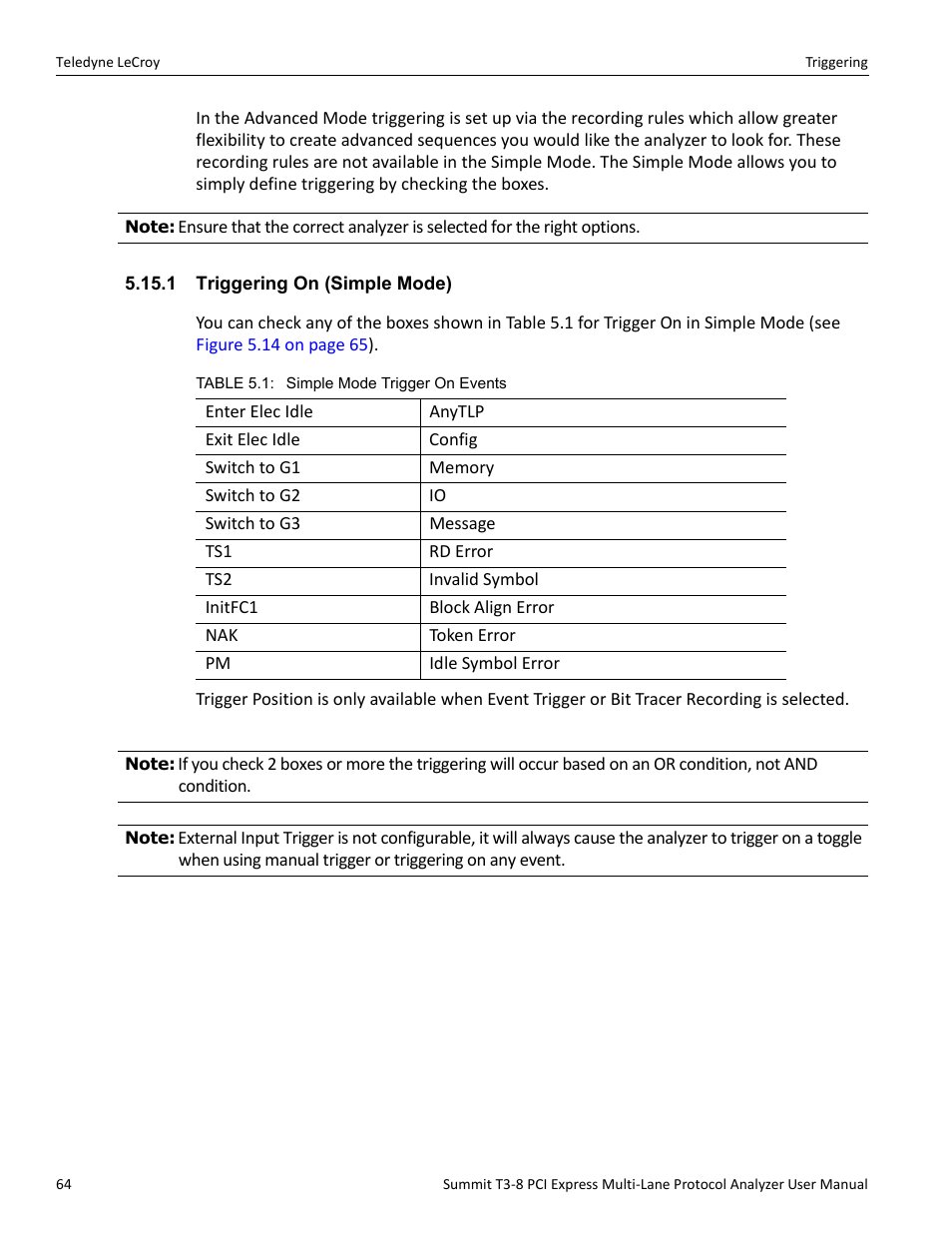 1 triggering on (simple mode) | Teledyne LeCroy Summit T3-8 PCIe Multi-lane Protocol Analyzer User Manual User Manual | Page 76 / 266