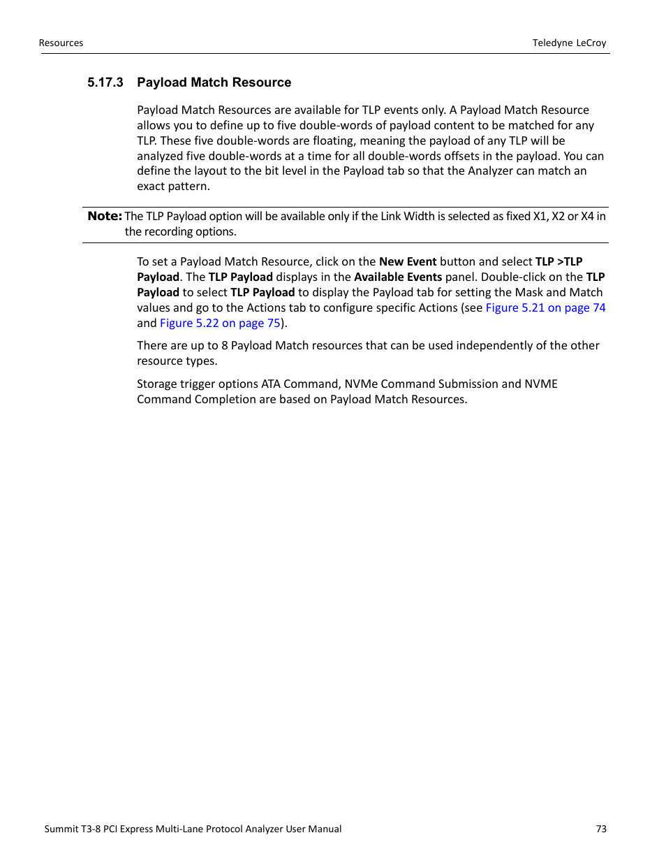 3 payload match resource | Teledyne LeCroy Summit T3-8 PCIe Multi-lane Protocol Analyzer User Manual User Manual | Page 85 / 266