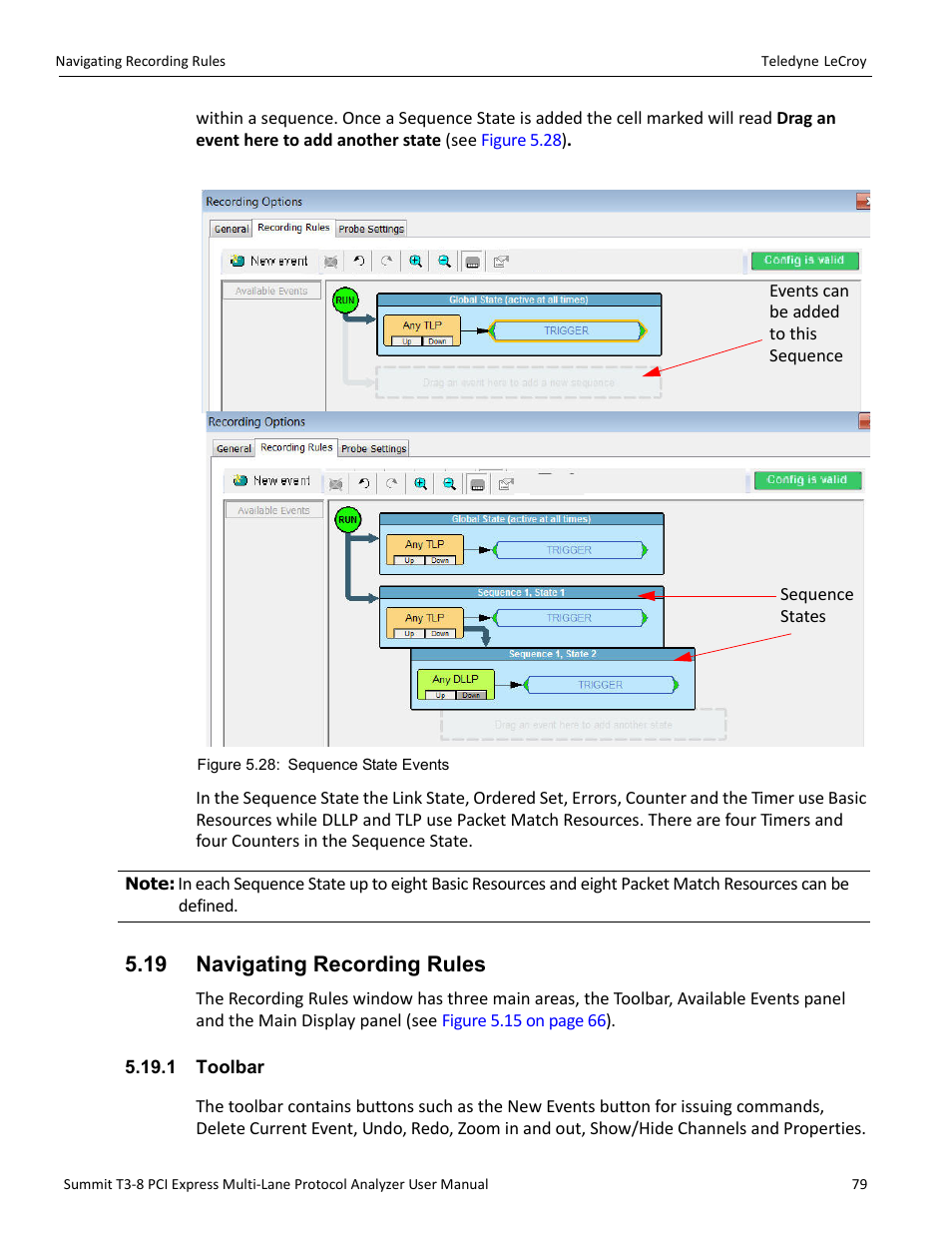 19 navigating recording rules, 1 toolbar | Teledyne LeCroy Summit T3-8 PCIe Multi-lane Protocol Analyzer User Manual User Manual | Page 91 / 266