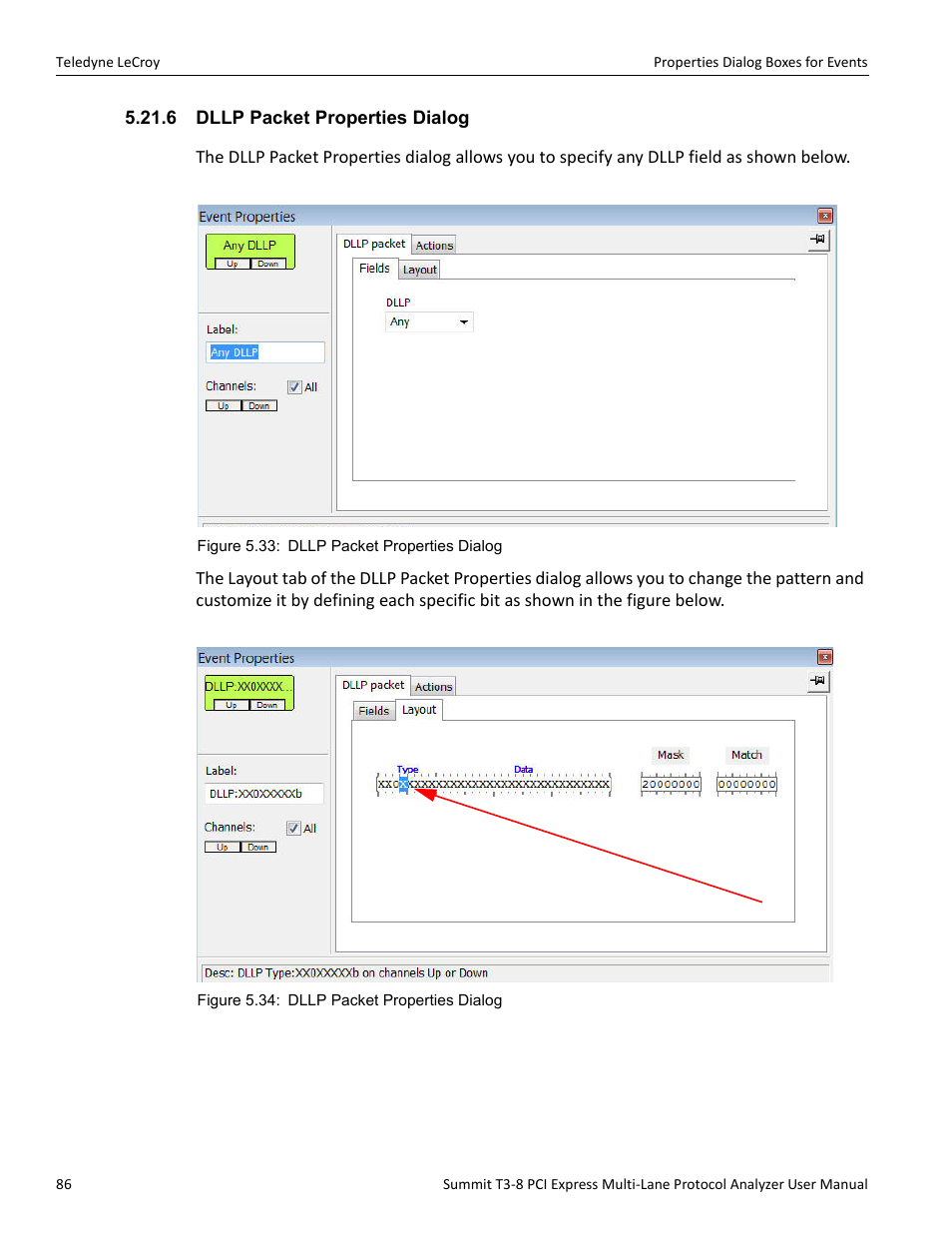 6 dllp packet properties dialog | Teledyne LeCroy Summit T3-8 PCIe Multi-lane Protocol Analyzer User Manual User Manual | Page 98 / 266