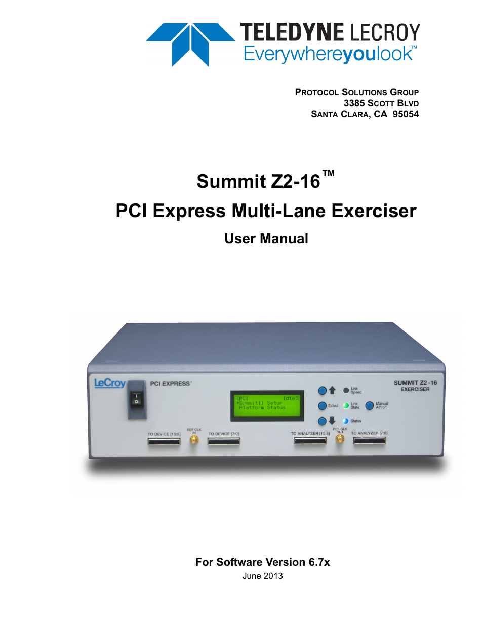 Teledyne LeCroy Summit Z2-16 PCI Express Multi-lane Exerciser User Manual User Manual | 84 pages