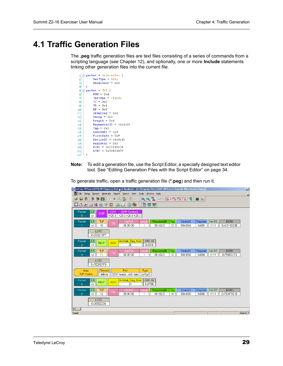 1 traffic generation files | Teledyne LeCroy Summit Z2-16 PCI Express Multi-lane Exerciser User Manual User Manual | Page 33 / 84