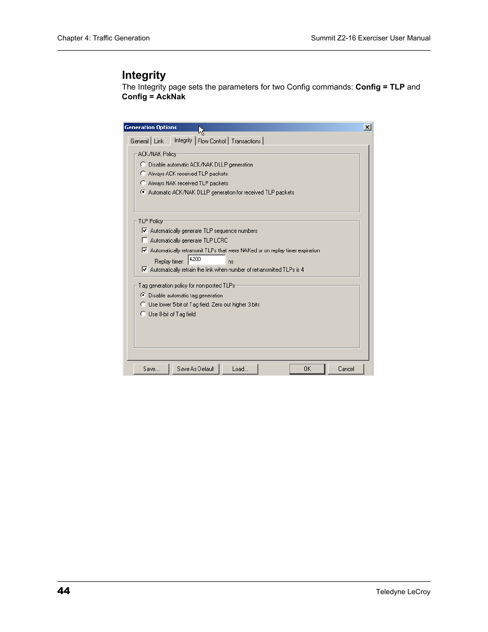 Integrity | Teledyne LeCroy Summit Z2-16 PCI Express Multi-lane Exerciser User Manual User Manual | Page 48 / 84