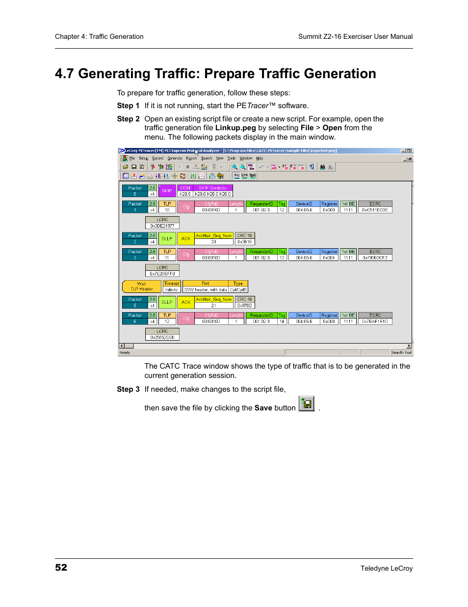 7 generating traffic: prepare traffic generation | Teledyne LeCroy Summit Z2-16 PCI Express Multi-lane Exerciser User Manual User Manual | Page 56 / 84