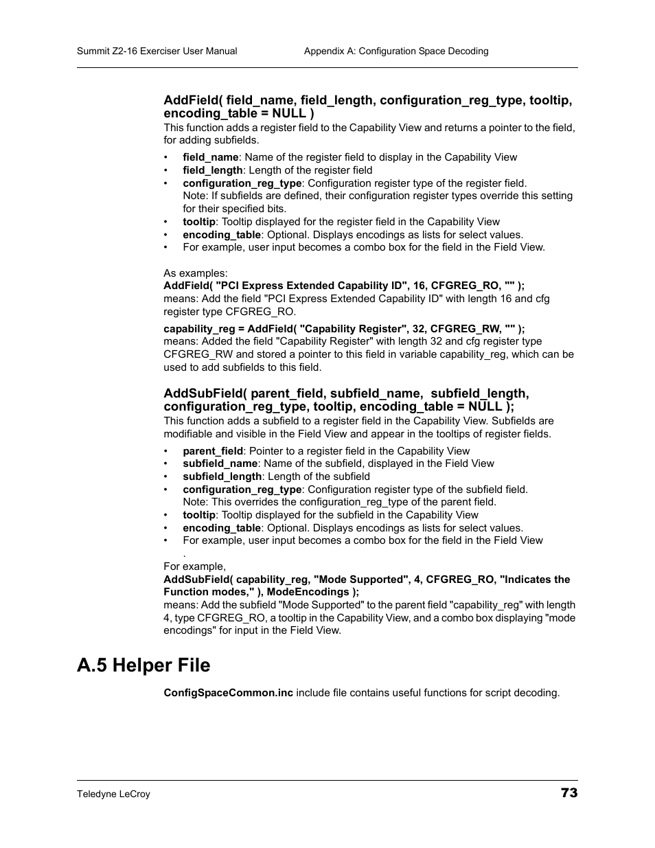 A.5 helper file | Teledyne LeCroy Summit Z2-16 PCI Express Multi-lane Exerciser User Manual User Manual | Page 77 / 84