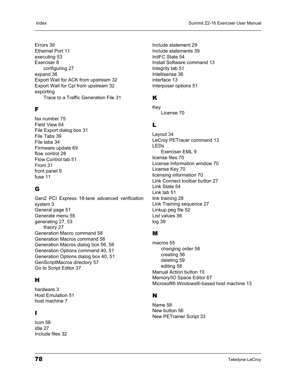 Teledyne LeCroy Summit Z2-16 PCI Express Multi-lane Exerciser User Manual User Manual | Page 82 / 84
