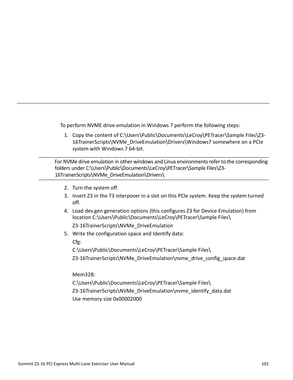 Nvme drive emulation, B.1 nvme drive emulation in windows 7, Appendix b: nvme drive emulation | Appendix b | Teledyne LeCroy Summit Z3-16 PCI Express Multi-lane Exerciser User Manual User Manual | Page 101 / 118