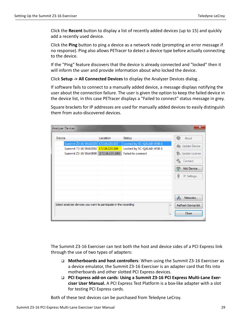 5 setting up the summit z3-16 exerciser | Teledyne LeCroy Summit Z3-16 PCI Express Multi-lane Exerciser User Manual User Manual | Page 29 / 118