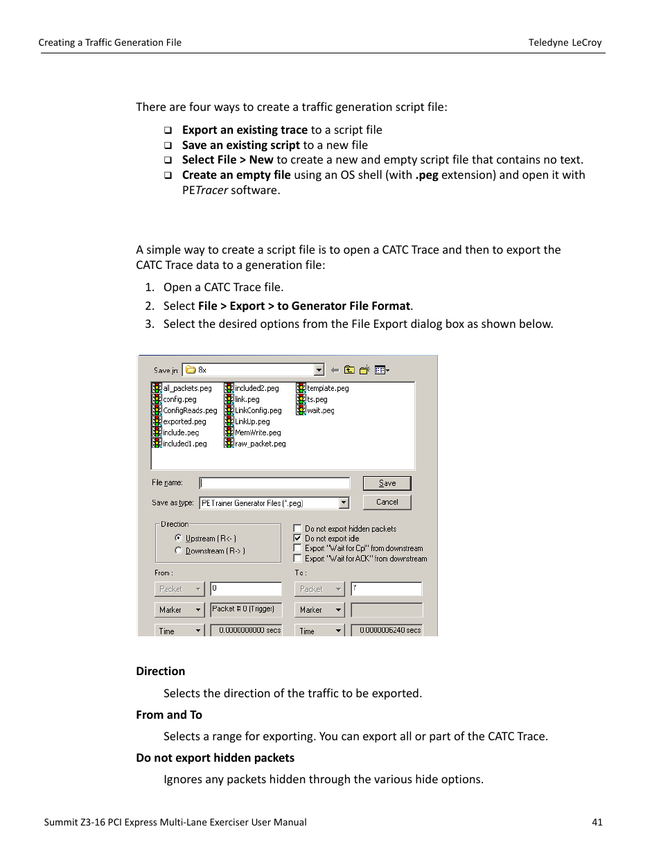 6 creating a traffic generation file | Teledyne LeCroy Summit Z3-16 PCI Express Multi-lane Exerciser User Manual User Manual | Page 41 / 118