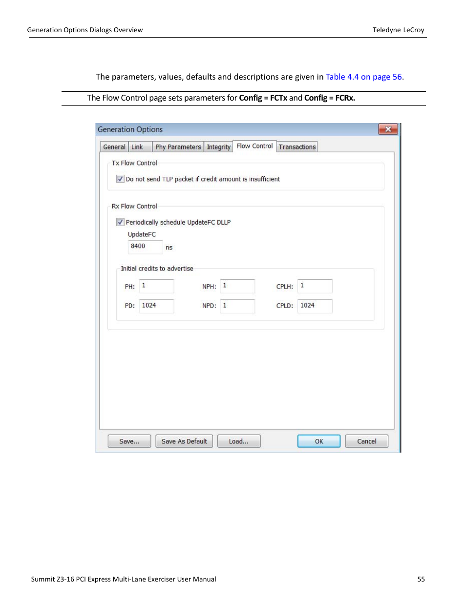 6 flow control | Teledyne LeCroy Summit Z3-16 PCI Express Multi-lane Exerciser User Manual User Manual | Page 55 / 118
