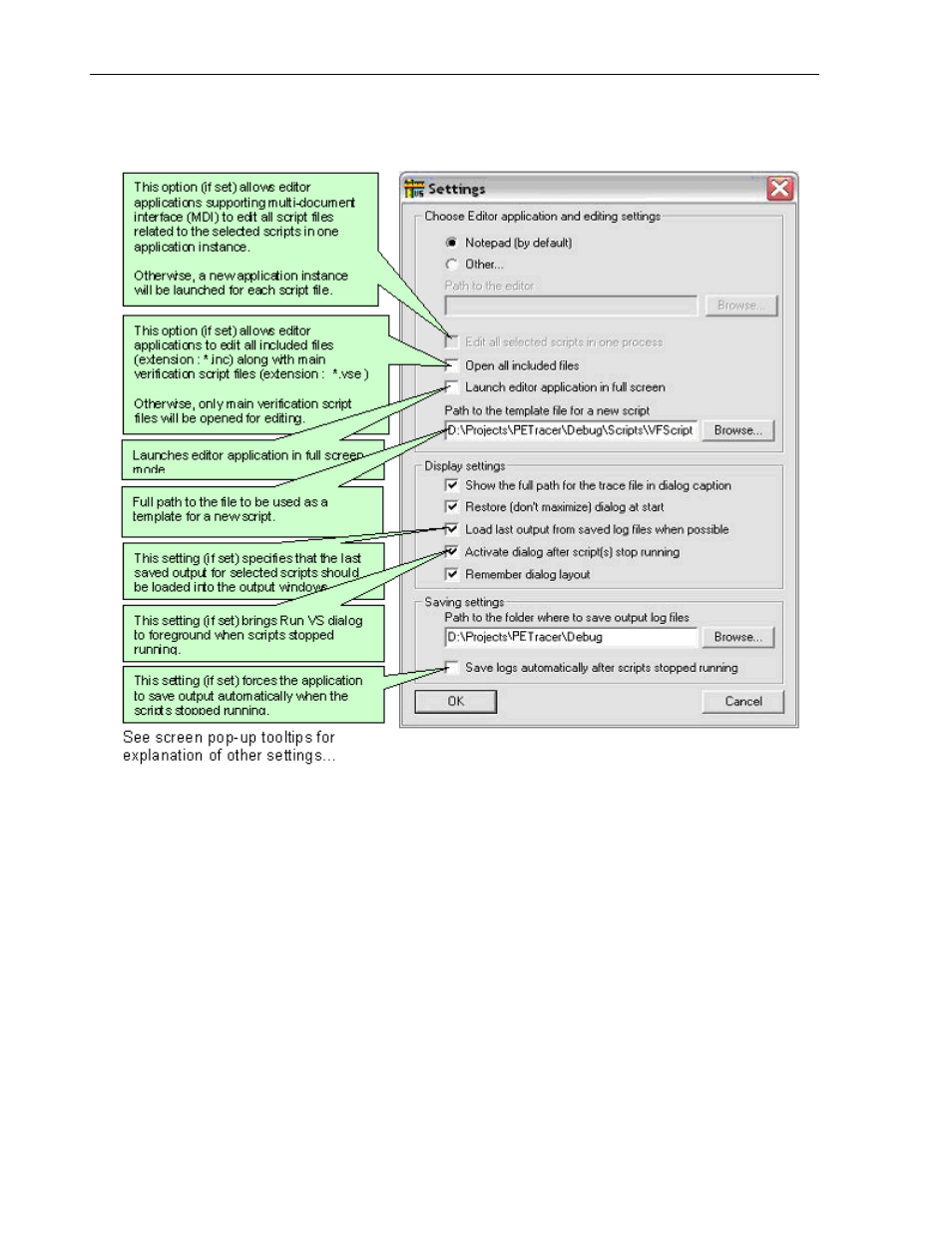 2 vse gui settings, Ettings | Teledyne LeCroy Verification Script Engine for Teledyne LeCroy PETracer Reference Manual User Manual | Page 15 / 88