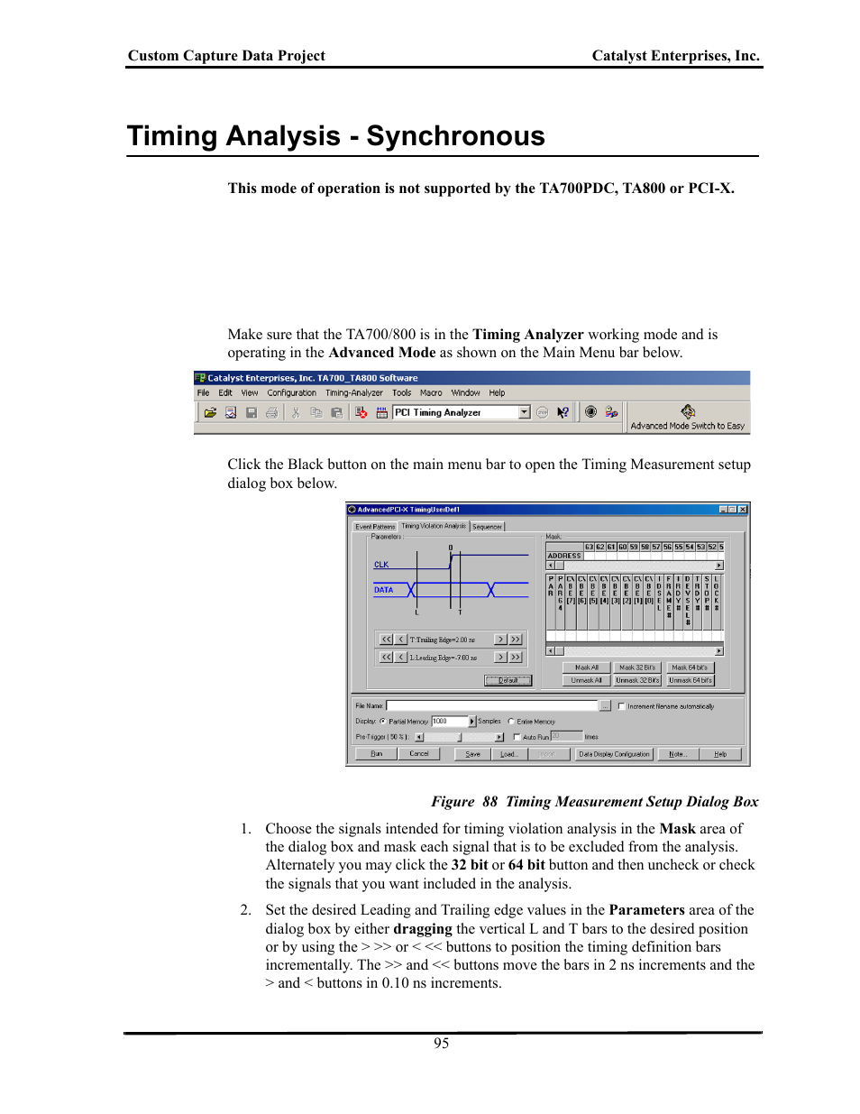 Timing analysis - synchronous, Figure 88 timing measurement setup dialog box, Iming | Nalysis, Ynchronous | Teledyne LeCroy TA700_800_850 User Manual User Manual | Page 109 / 268