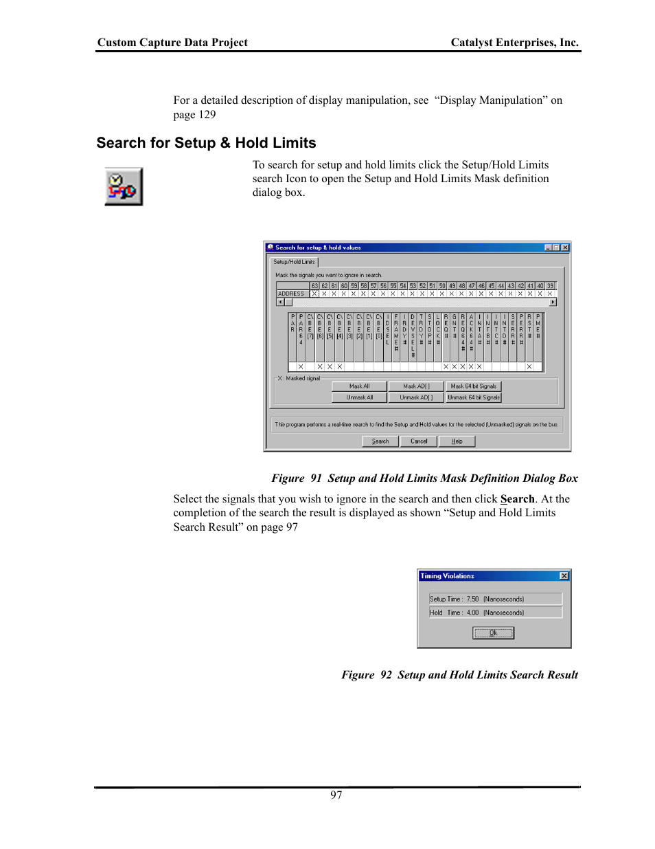 Search for setup & hold limits, Figure 92 setup and hold limits search result, Earch | Etup, Imits | Teledyne LeCroy TA700_800_850 User Manual User Manual | Page 111 / 268