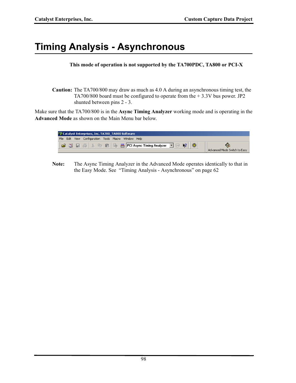 Timing analysis - asynchronous, Iming, Nalysis | Synchronous | Teledyne LeCroy TA700_800_850 User Manual User Manual | Page 112 / 268