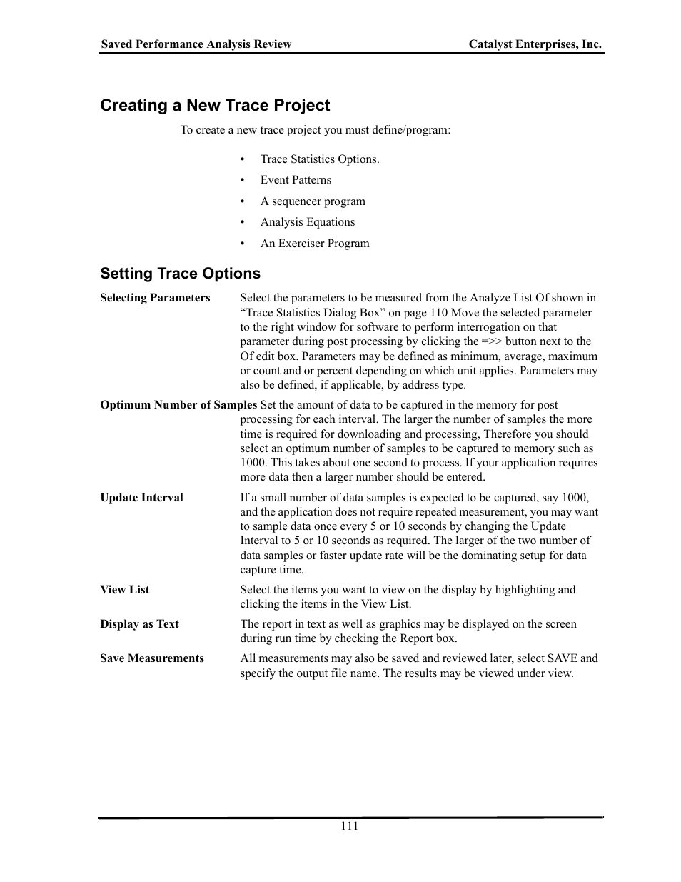 Creating a new trace project, Setting trace options, Reating | Race, Roject, Etting, Ptions | Teledyne LeCroy TA700_800_850 User Manual User Manual | Page 125 / 268