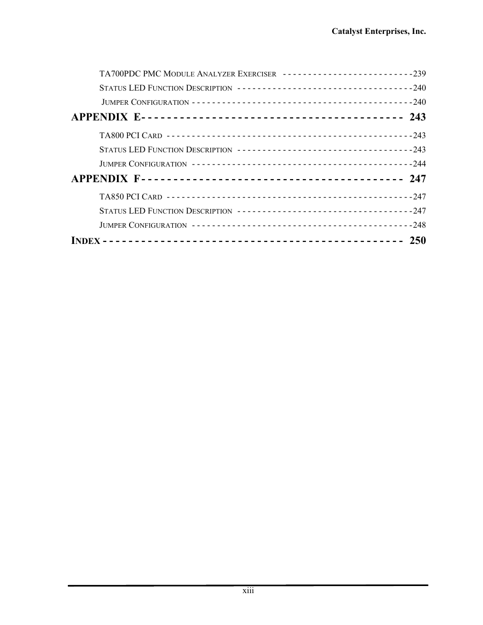 Appendix e, Appendix f | Teledyne LeCroy TA700_800_850 User Manual User Manual | Page 13 / 268