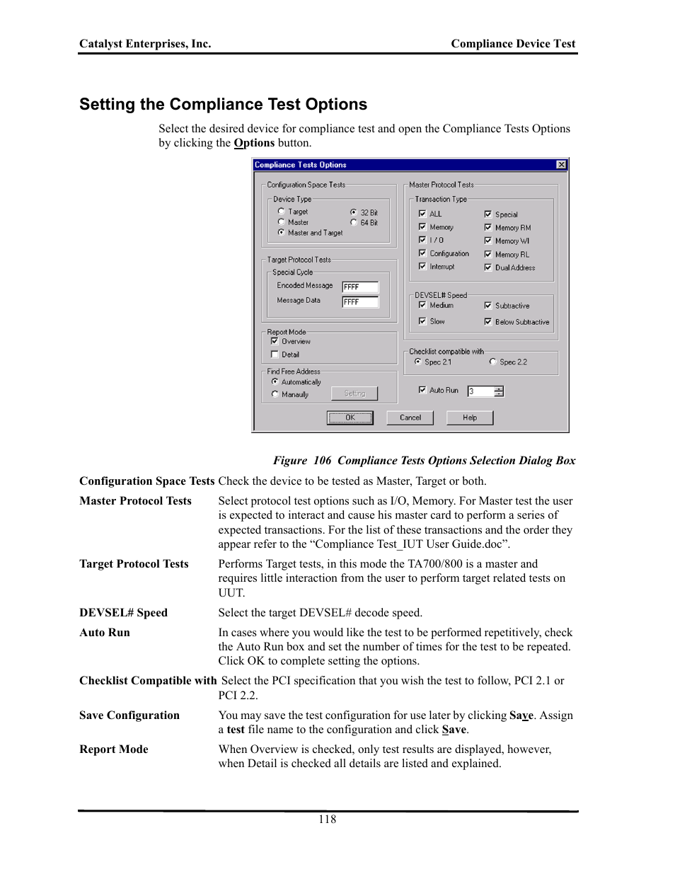 Setting the compliance test options, Etting, Ompliance | Ptions | Teledyne LeCroy TA700_800_850 User Manual User Manual | Page 132 / 268