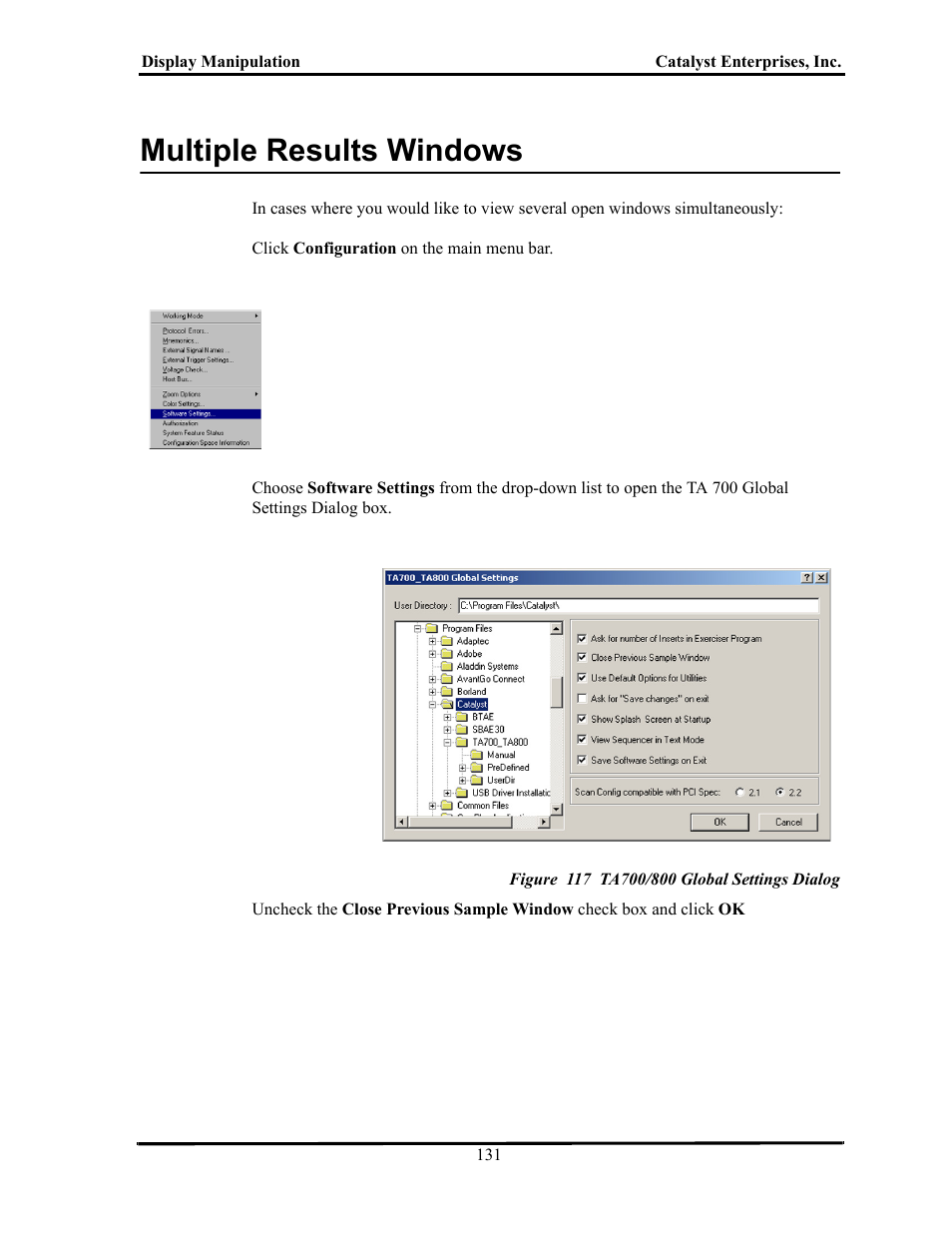 Multiple results windows, Figure 117 ta700/800 global settings dialog, Ultiple | Esults, Indows | Teledyne LeCroy TA700_800_850 User Manual User Manual | Page 145 / 268