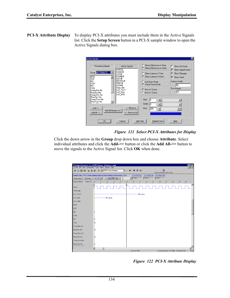 Figure 121 select pci-x attributes for display, Figure 122 pci-x attribute display | Teledyne LeCroy TA700_800_850 User Manual User Manual | Page 148 / 268
