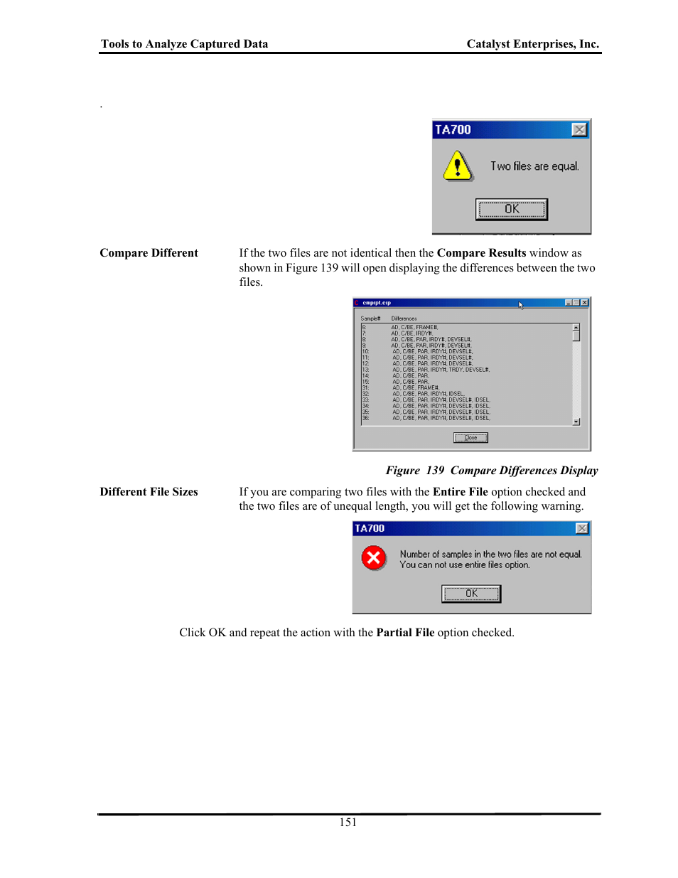 Figure 139 compare differences display | Teledyne LeCroy TA700_800_850 User Manual User Manual | Page 165 / 268