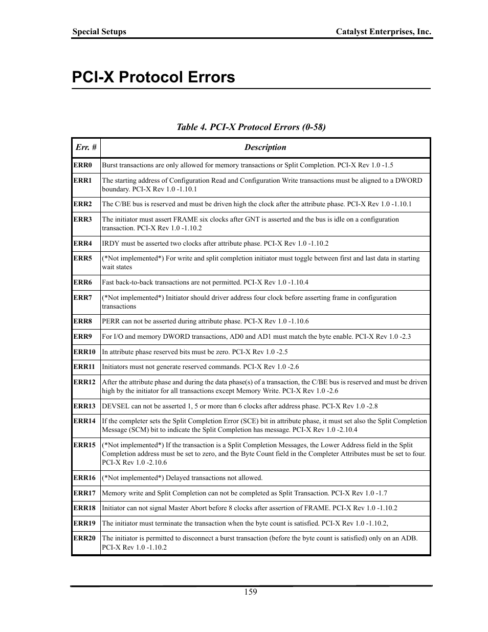 Pci-x protocol errors, Pci-x p, Rotocol | Rrors | Teledyne LeCroy TA700_800_850 User Manual User Manual | Page 173 / 268
