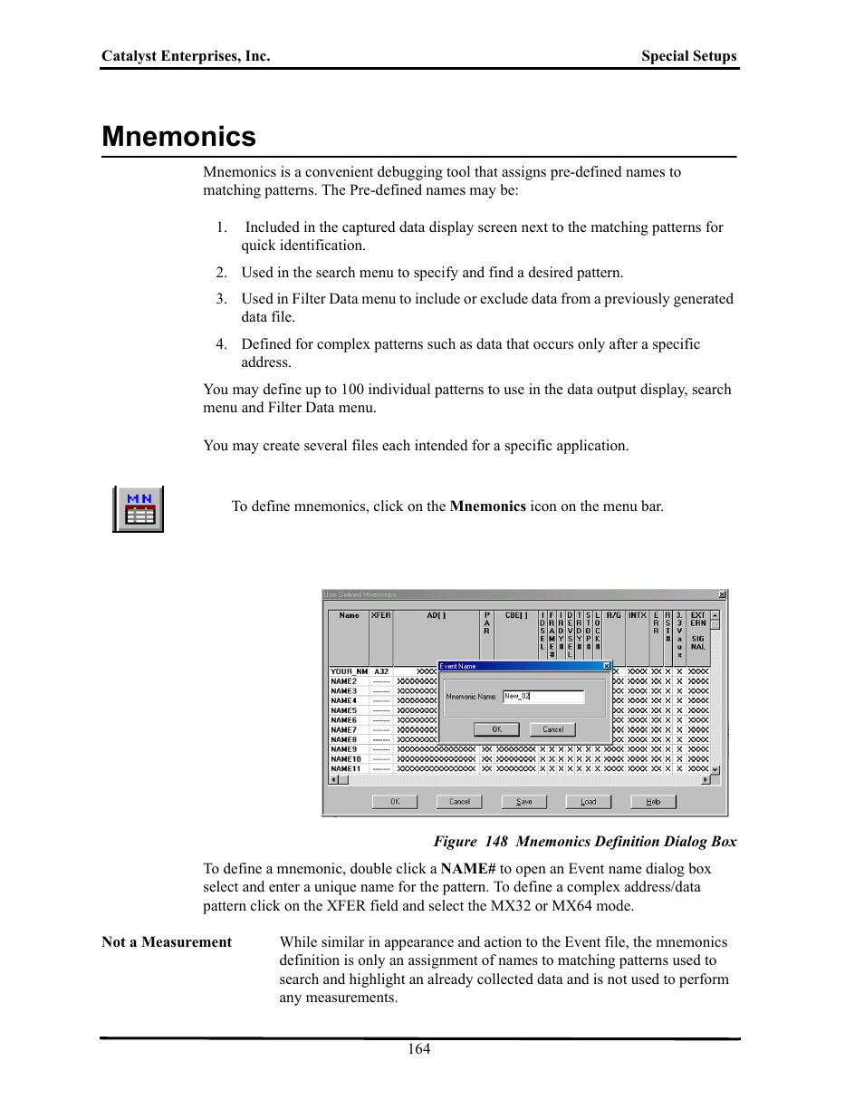 Mnemonics, Figure 148 mnemonics definition dialog box, Nemonics | Teledyne LeCroy TA700_800_850 User Manual User Manual | Page 178 / 268