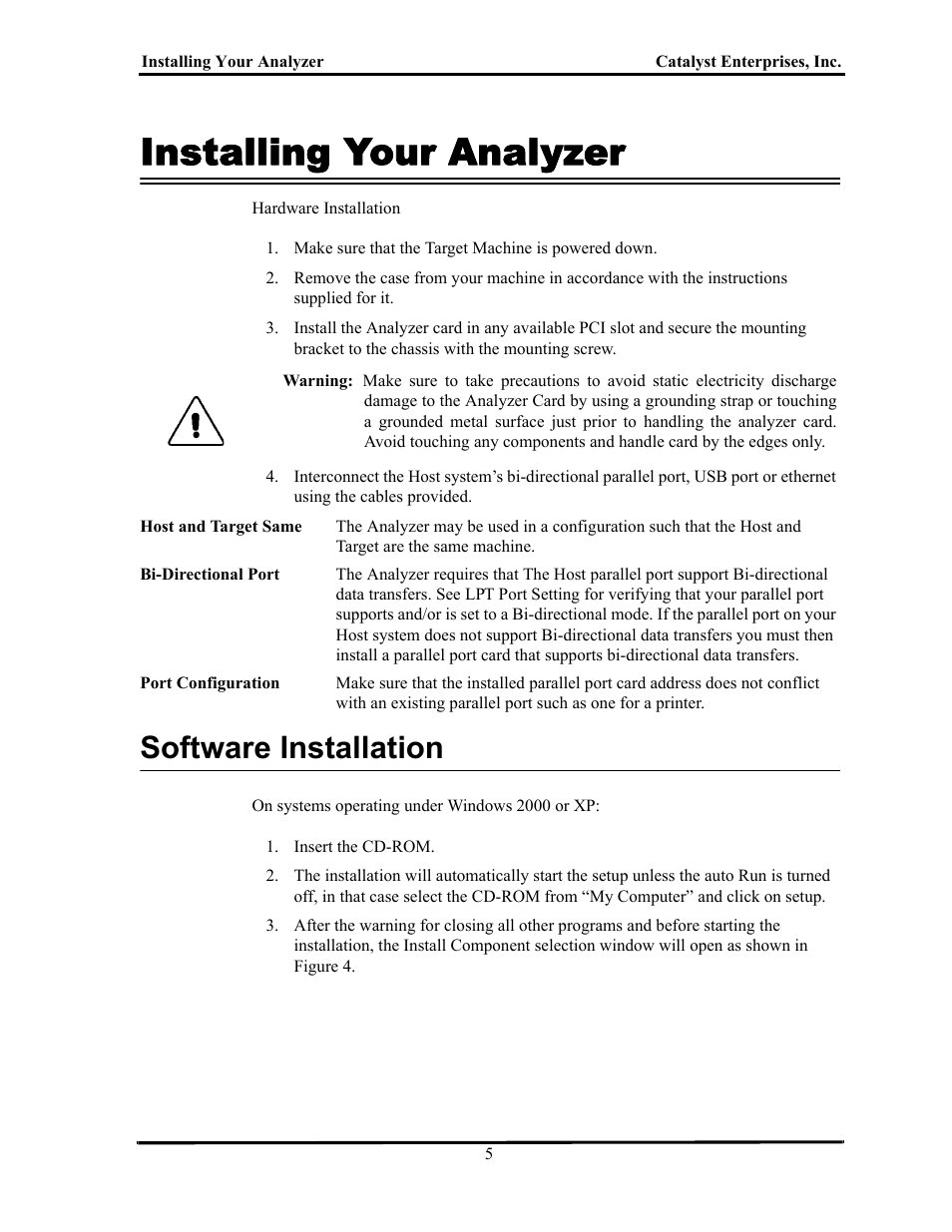 Installing your analyzer, Software installation, Nstalling | Nalyzer, Oftware, Nstallation | Teledyne LeCroy TA700_800_850 User Manual User Manual | Page 19 / 268