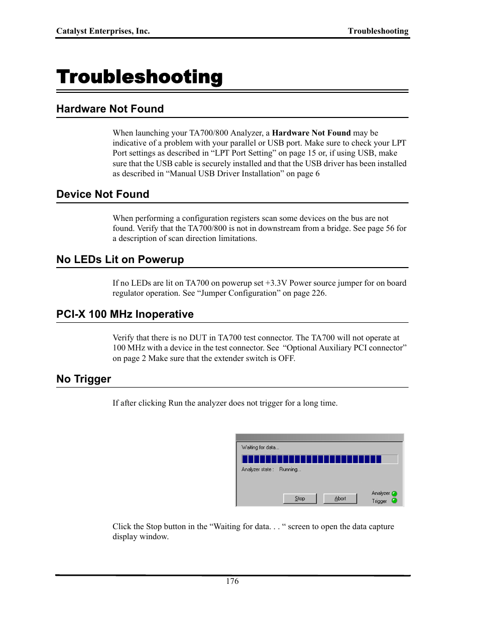 Troubleshooting, Roubleshooting | Teledyne LeCroy TA700_800_850 User Manual User Manual | Page 190 / 268