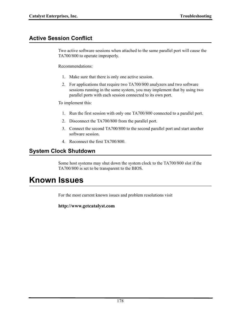 Known issues, Nown, Ssues | Teledyne LeCroy TA700_800_850 User Manual User Manual | Page 192 / 268
