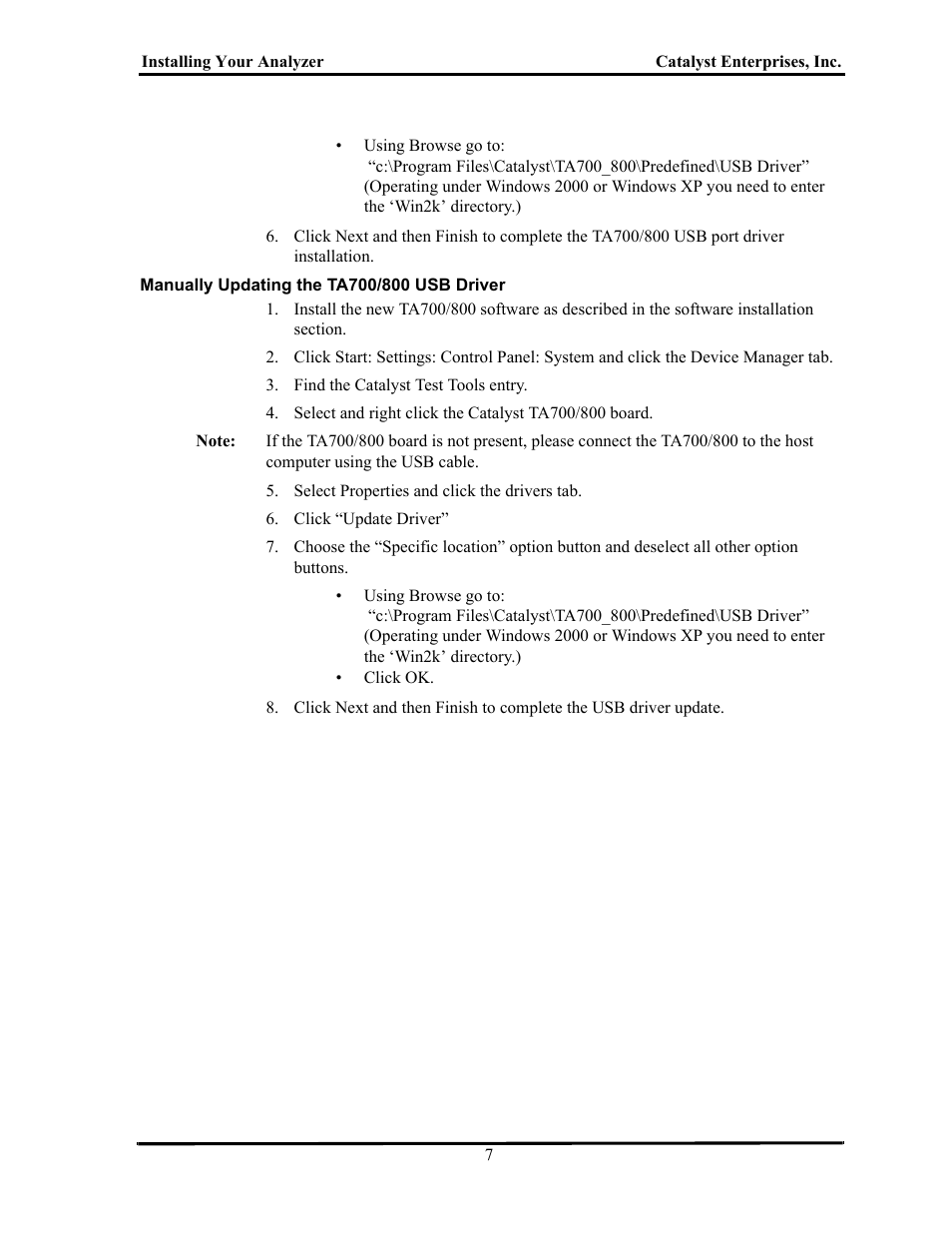 Manually updating the ta700/800 usb driver, Anually, Pdating | Ta700/800 usb d, River | Teledyne LeCroy TA700_800_850 User Manual User Manual | Page 21 / 268