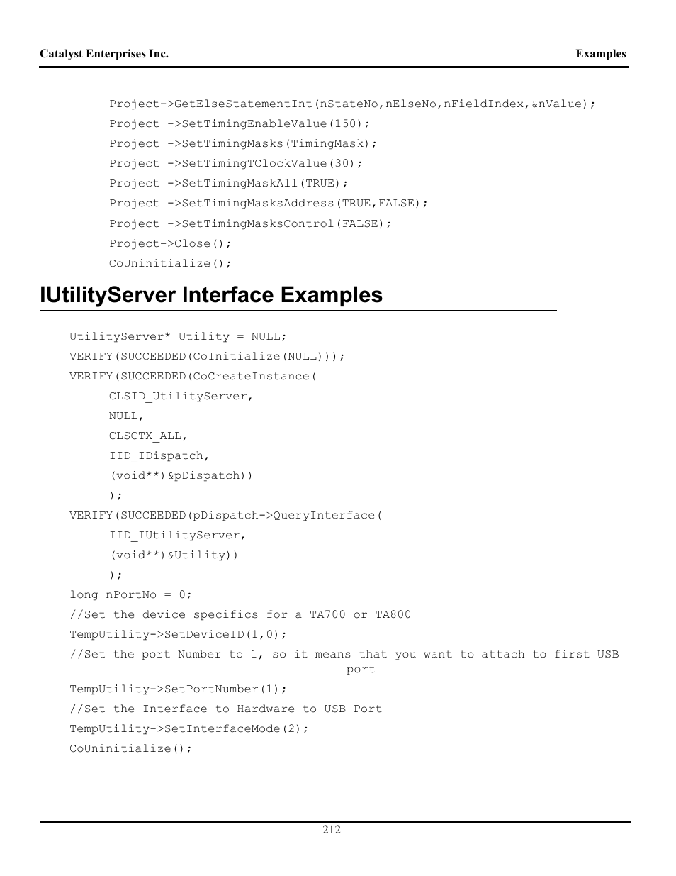 Iutilityserver interface examples, Tility, Erver | Nterface, Xamples | Teledyne LeCroy TA700_800_850 User Manual User Manual | Page 226 / 268