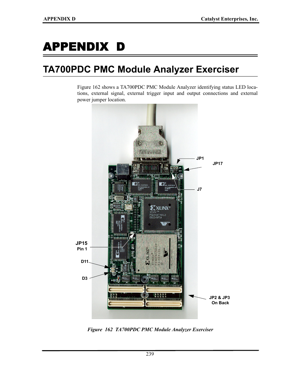 Appendix d, Ta700pdc pmc module analyzer exerciser, Figure 162 ta700pdc pmc module analyzer exerciser | Ta700pdc pmc m, Odule, Nalyzer, Xerciser | Teledyne LeCroy TA700_800_850 User Manual User Manual | Page 253 / 268