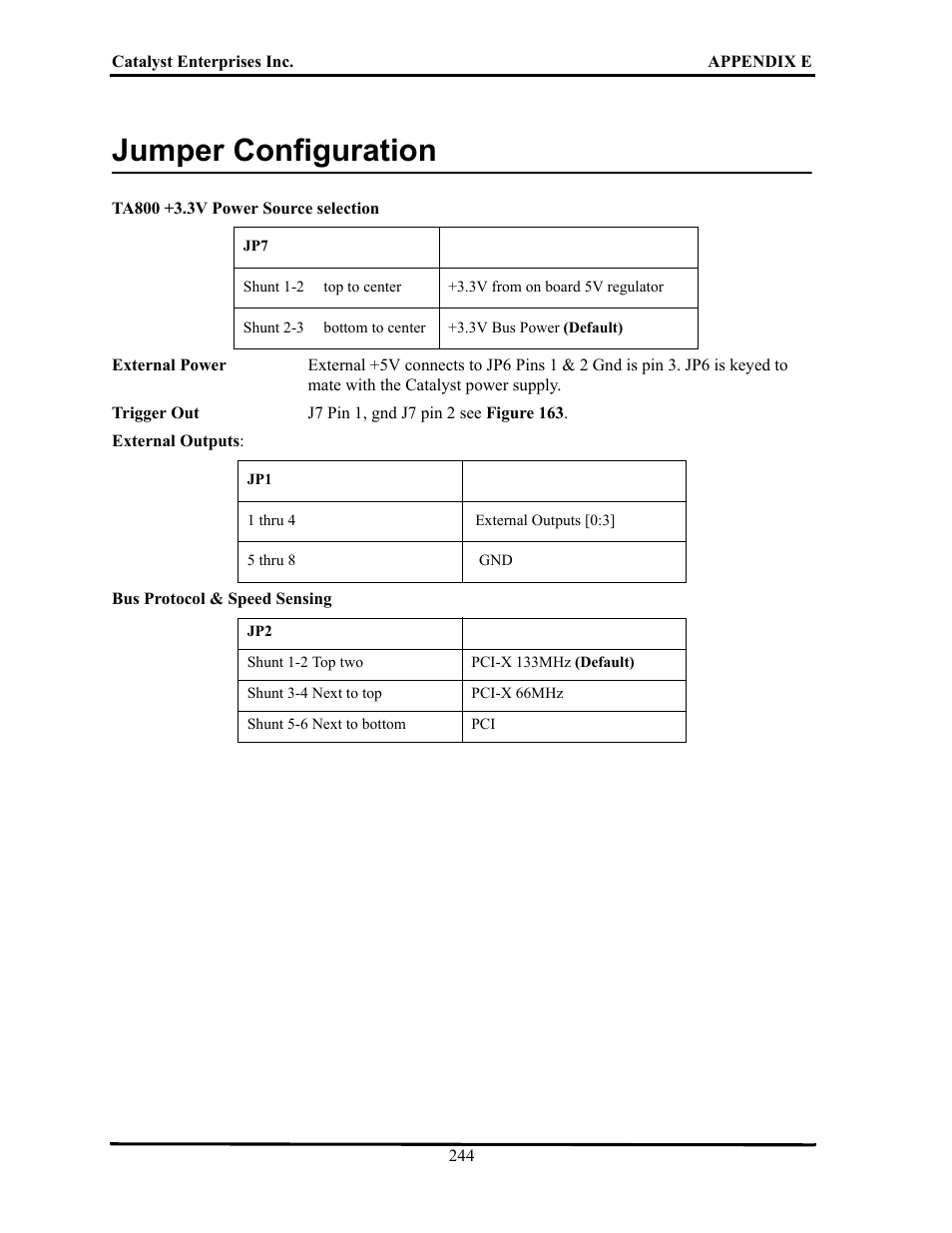 Jumper configuration, Umper, Onfiguration | Teledyne LeCroy TA700_800_850 User Manual User Manual | Page 258 / 268