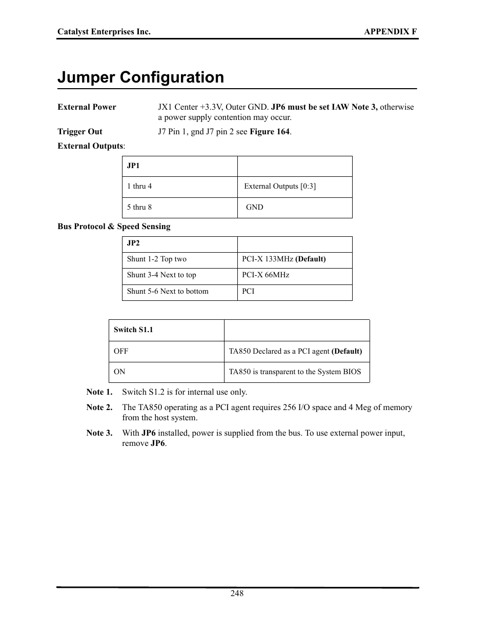 Jumper configuration, Umper, Onfiguration | Teledyne LeCroy TA700_800_850 User Manual User Manual | Page 262 / 268
