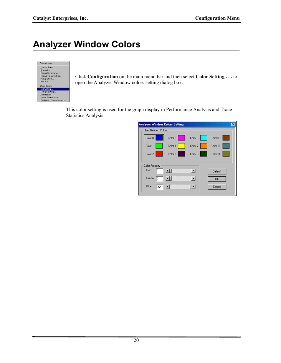 Analyzer window colors, Nalyzer, Indow | Olors | Teledyne LeCroy TA700_800_850 User Manual User Manual | Page 34 / 268