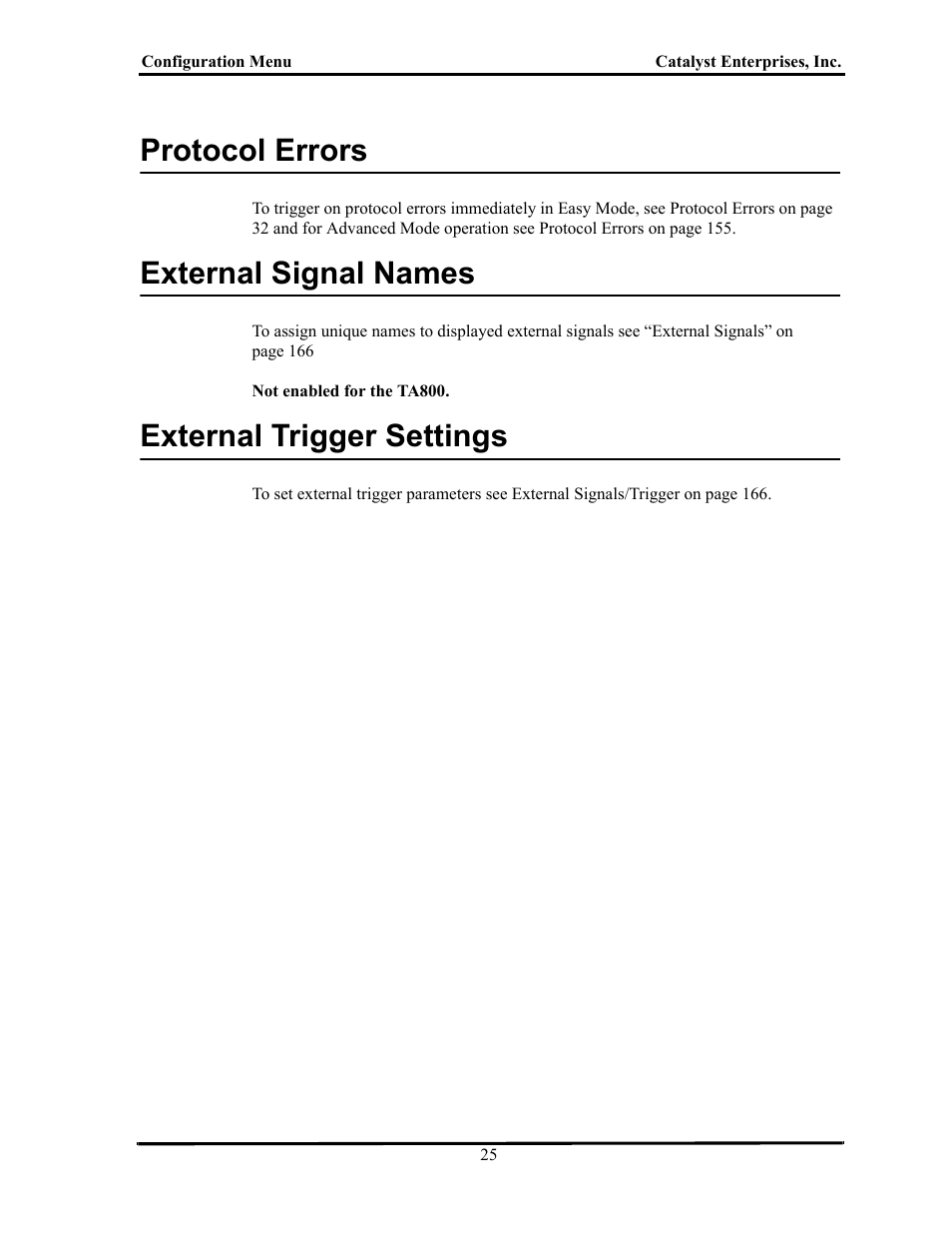 Protocol errors, External signal names, External trigger settings | Rotocol, Rrors, Xternal, Ignal, Ames, Rigger, Ettings | Teledyne LeCroy TA700_800_850 User Manual User Manual | Page 39 / 268