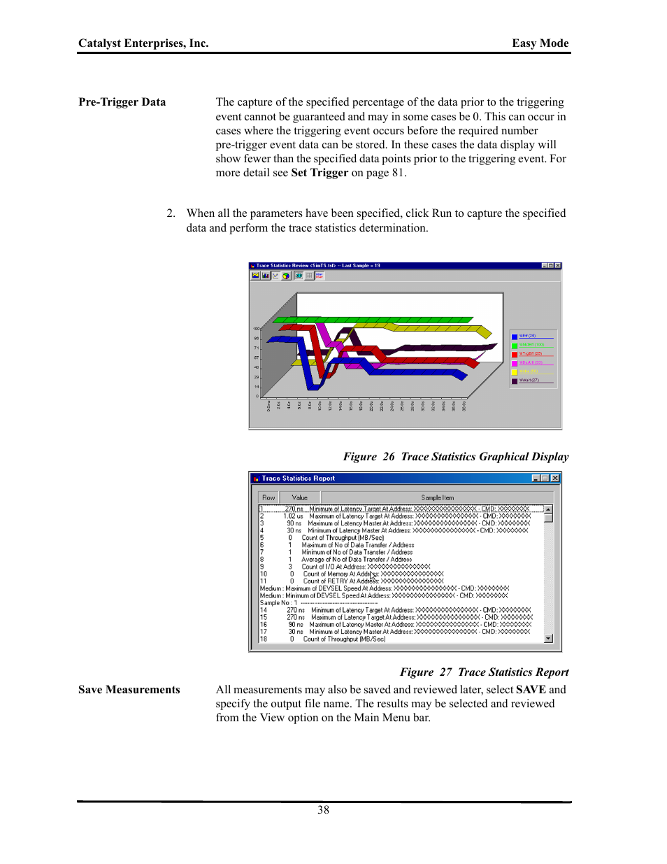 Figure 26 trace statistics graphical display, Figure 27 trace statistics report | Teledyne LeCroy TA700_800_850 User Manual User Manual | Page 52 / 268