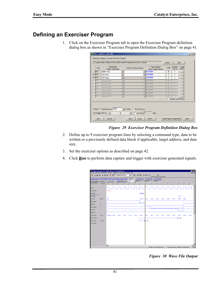 Defining an exerciser program, Figure 29 exerciser program definition dialog box, Figure 30 wave file output | Efining, Xerciser, Rogram | Teledyne LeCroy TA700_800_850 User Manual User Manual | Page 55 / 268