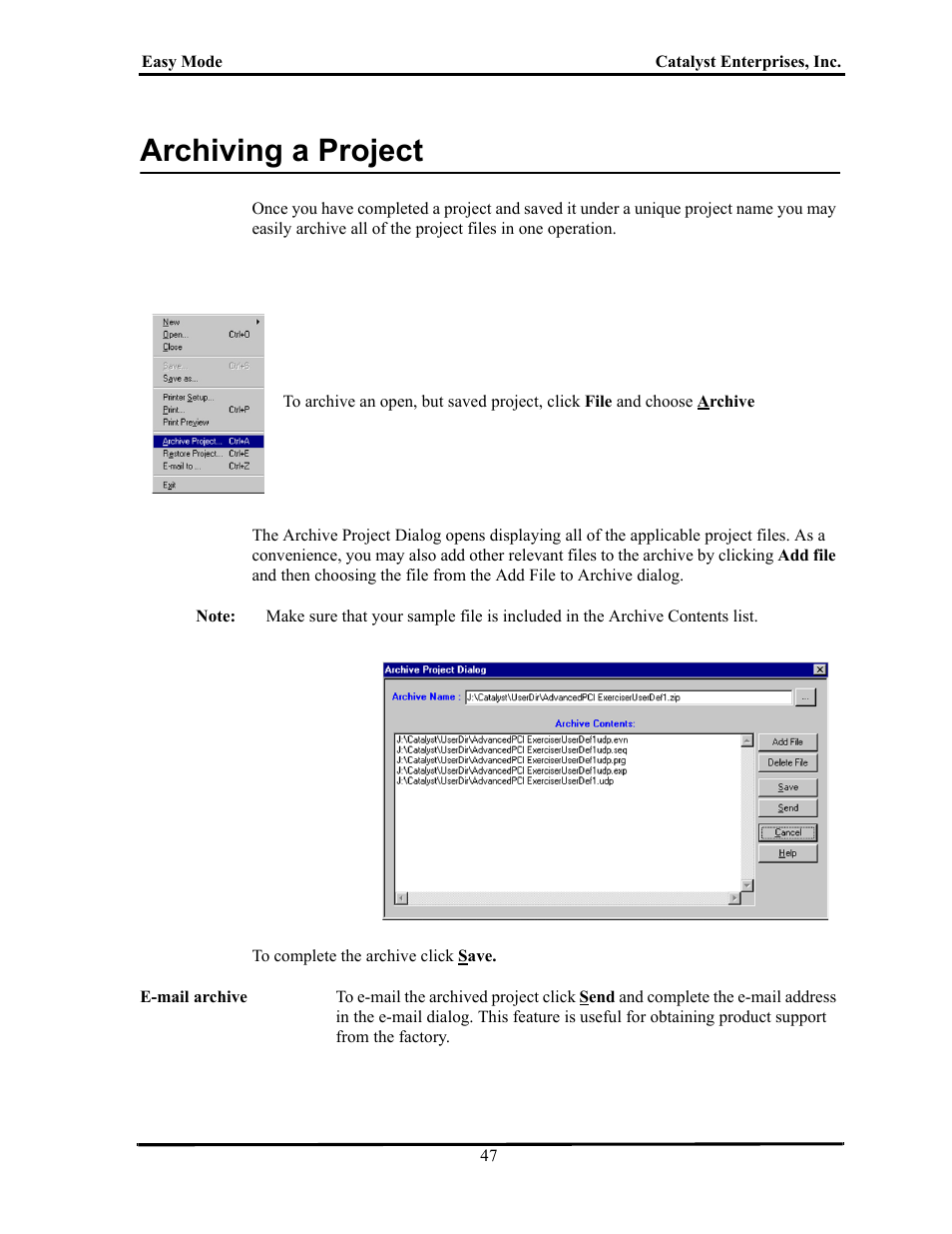 Archiving a project, Rchiving, Roject | Teledyne LeCroy TA700_800_850 User Manual User Manual | Page 61 / 268