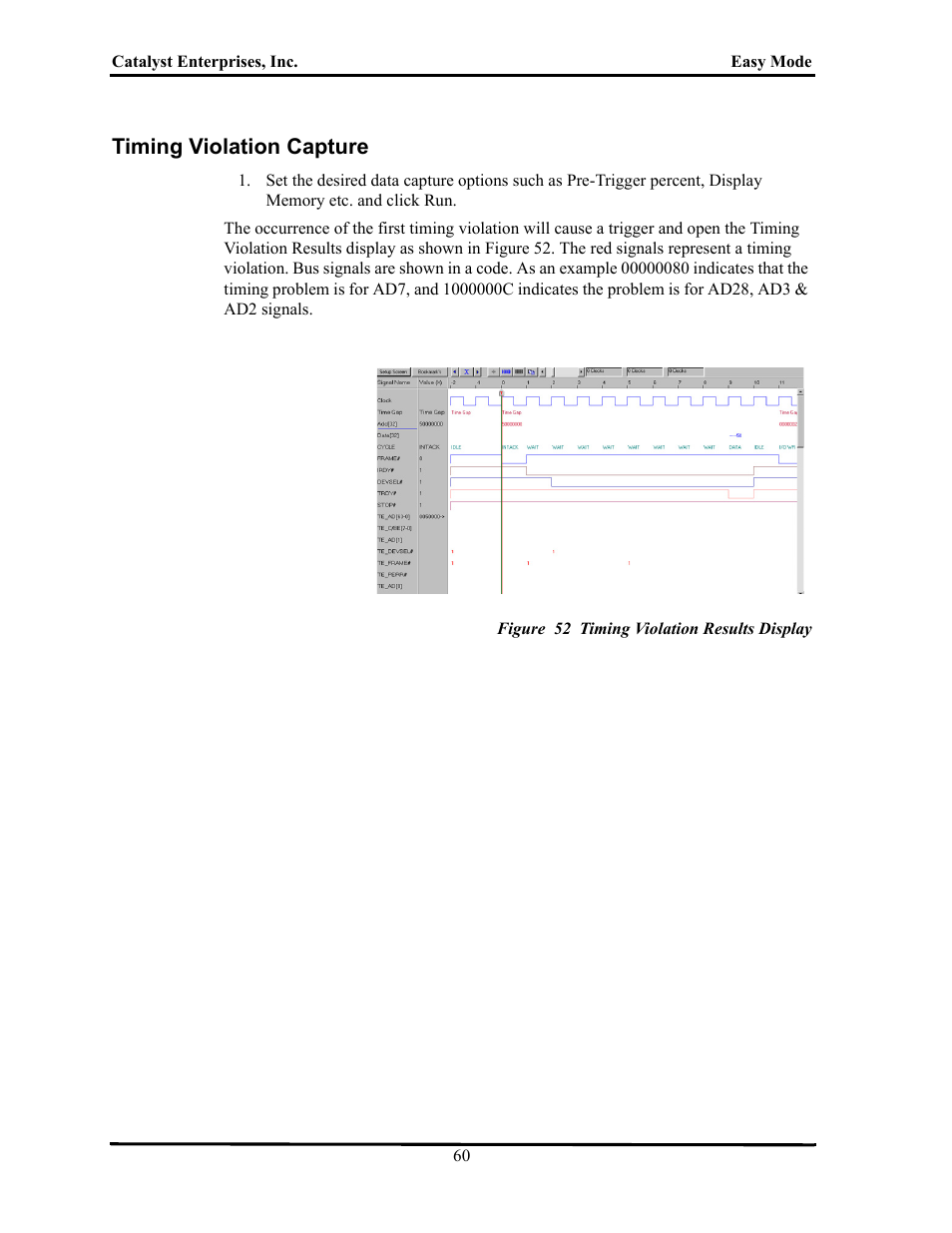 Timing violation capture, Figure 52 timing violation results display, Iming | Iolation, Apture | Teledyne LeCroy TA700_800_850 User Manual User Manual | Page 74 / 268
